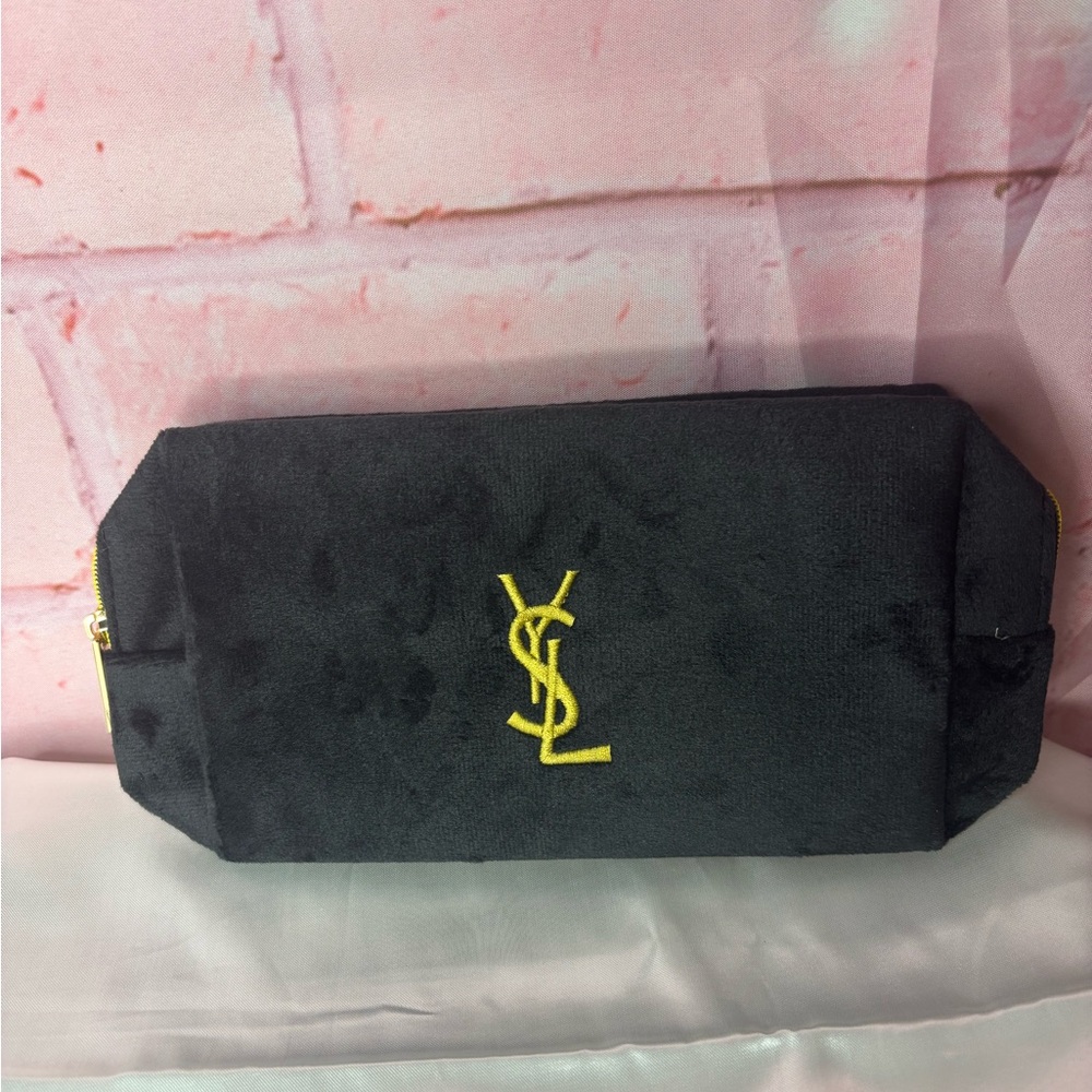 Yves Saint Laurent Beaute Black and Gold Cosmetic Bag